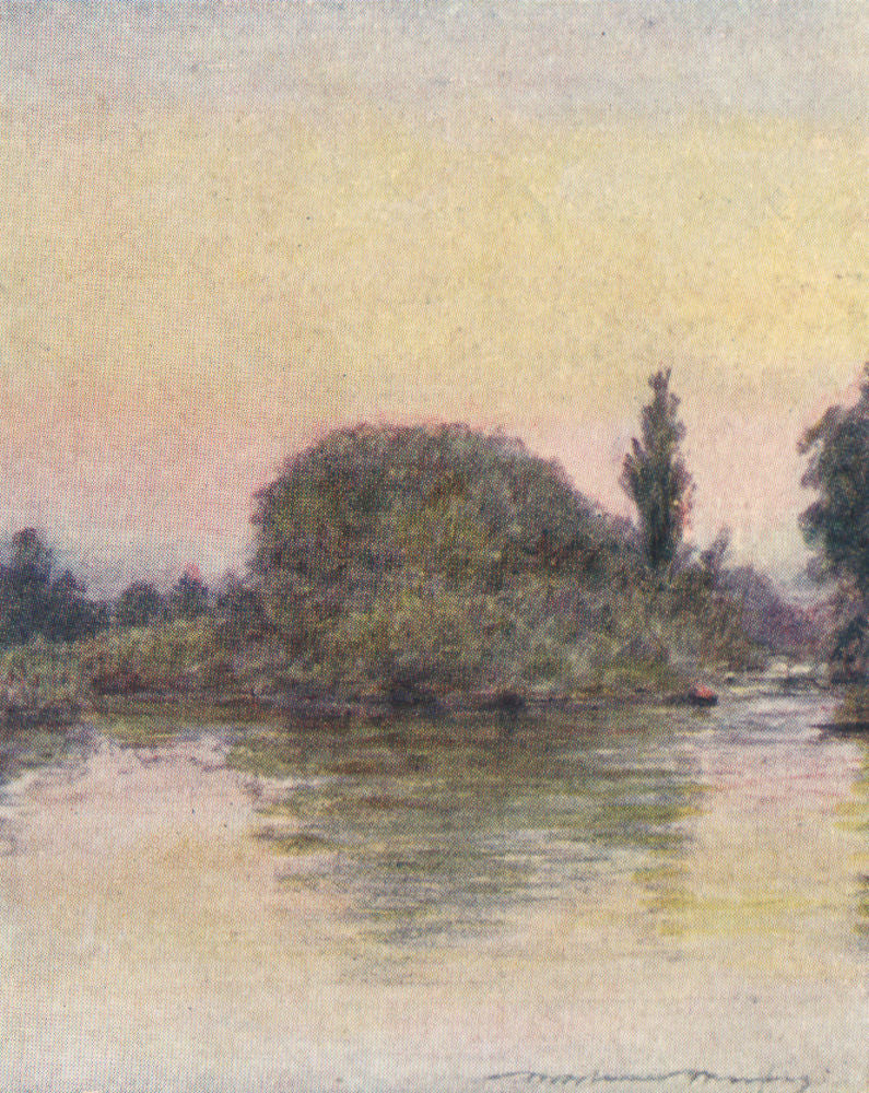 'Hedsor Fishery' by Mortimer Menpes. Bucks. SMALL 1906 old antique print